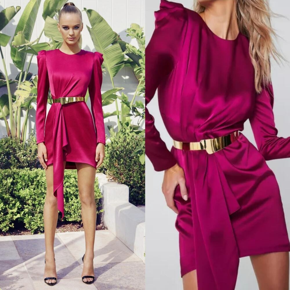 NWT Haney Orchid Fuschia Satin Sofia Dress